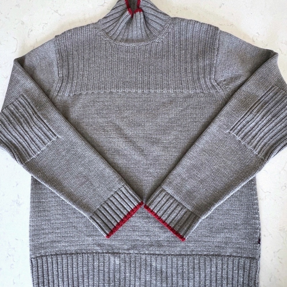 Vintage Hilfiger Merino Wool Funnel Neck Sweater Mens L Made in Italy Gray